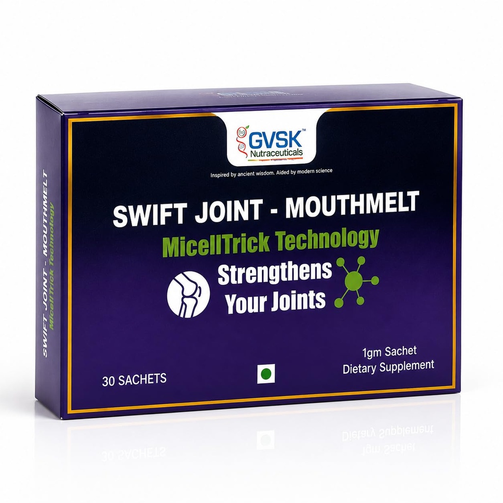 Nutraceuticals Swift Joint Supplement with Collagen, Glucosamine, Chondroitin, Hyaluronic Acid, Calcium, Vitamin D & K2 - Joint, Cartilage, Bone, Mobility Support - 30 Mouth Melt Sachets