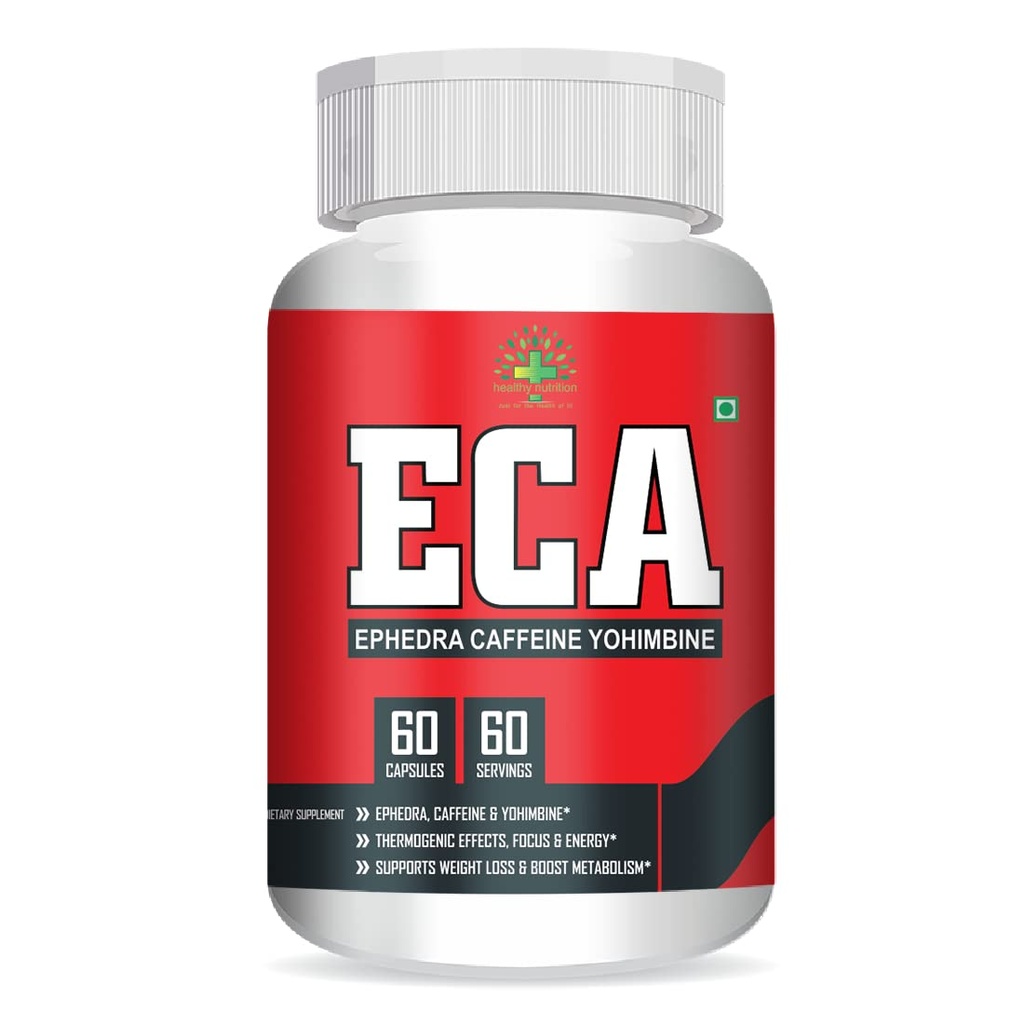 Healthy Nutrition ECA -Ephedra, Caffeine & Yohimbine Fat Burner Supplement, Weight Management, Helps in Curbing Cravings Veg -60 Capsules