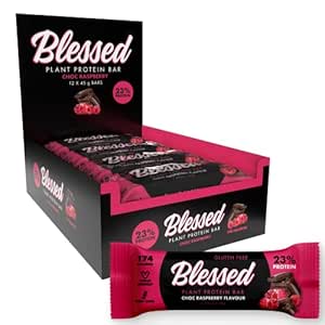 Beato Vegan Protein Bars - Barre proteiche a base vegetale Low Calorie High Protein Meal Sostituzione Bar - Dairy Free, Nutritious Vegan Snacks - 12 Pack Chocolate Raspberry Bar