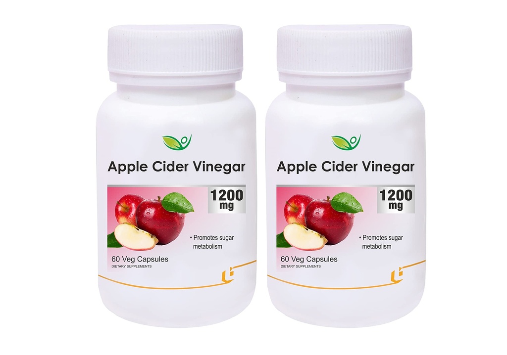 Biotrex Apple Cider Vinegar - 1200mg (60 Capsules), Promotes sugar metabolism, Pack of 2