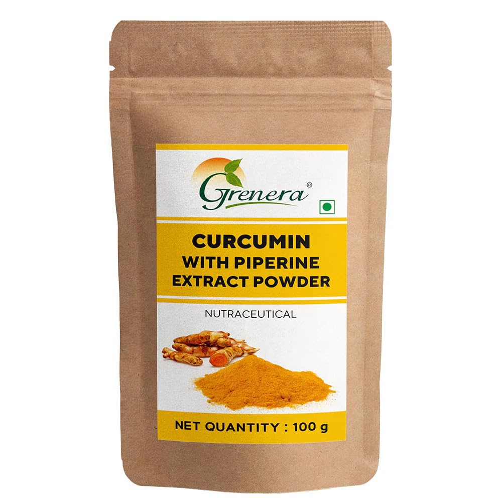 Grenera Curcumin Extract with Piperine Extract (Superior Turmeric, Black Pepper Extract) Immune & Joint Support, Maximum Absorption, 100 grams