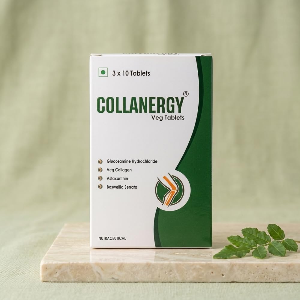 SHUBAN Collanergy® Veg Tablets – Advanced Joint Support Formula with Glucosamine HCl 1500 mg, Boswellia Serrata, Astaxanthin & Vegetarian Collagen | Cartilage Protection & Anti-Inflammatory Support | 30 Tablets