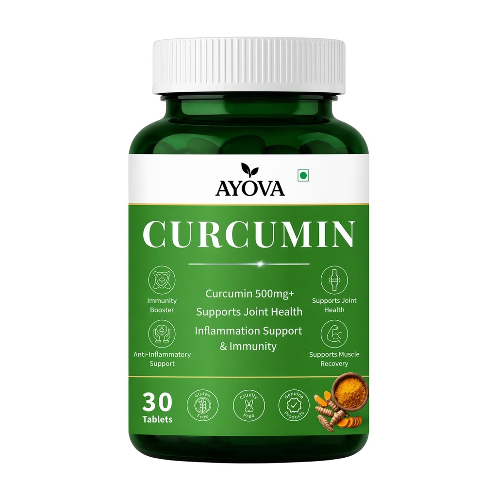 Curcumin Tablet with Garlic Extract and Black Pepper, Sugar-Free -500mg | Supports Joint Health, Inflammation Support & Immunity | Plant-Based Anti-Inflammatory Supplement for Men & Women | 30 Tablet