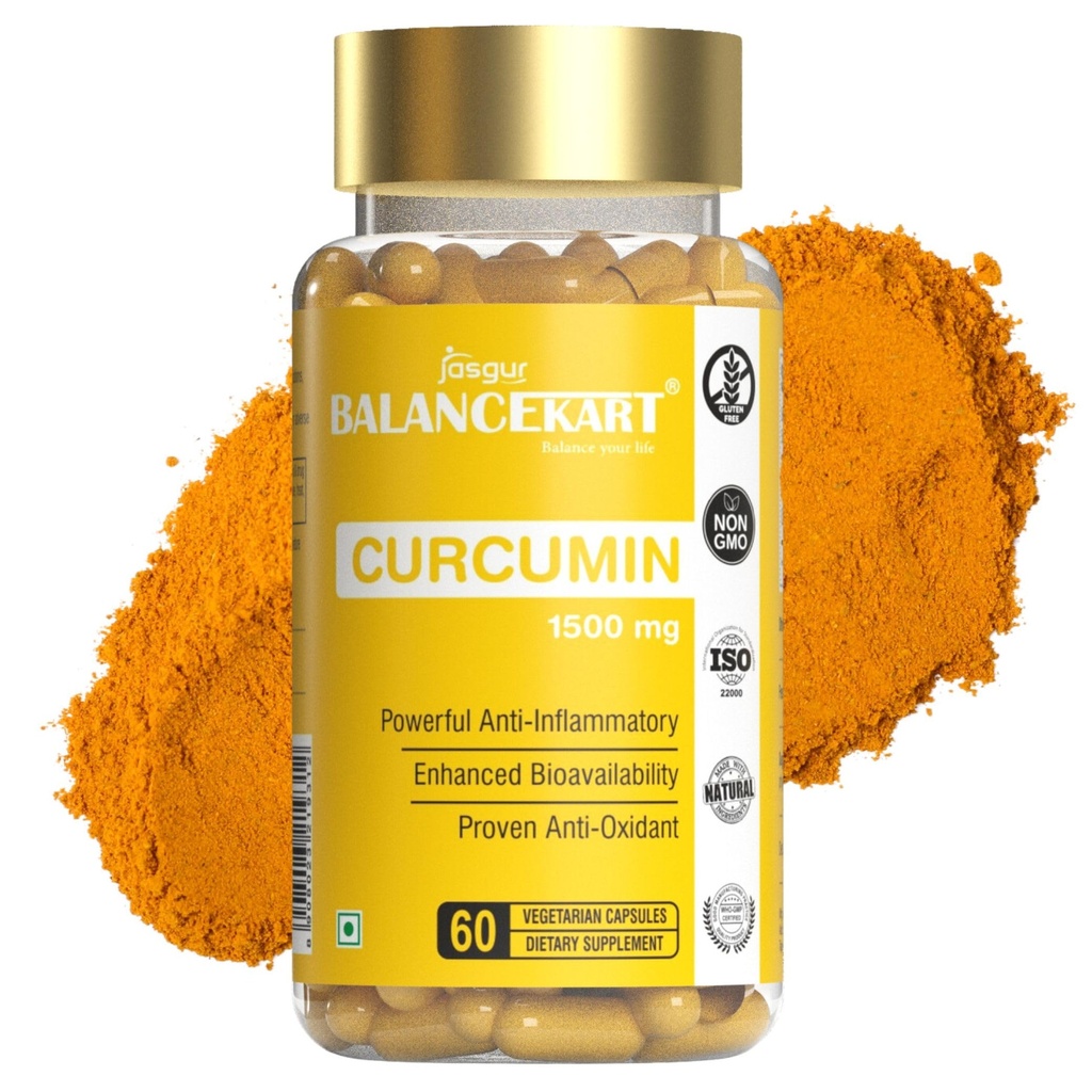 Curcumin Capsules 1500 mg with 95% Curcuminoids | Supports Joint Comfort, Skin Health & Immunity | Powerful Antioxidant & Digestive Support | 60 Capsules