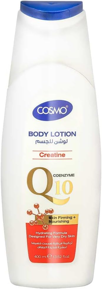 Cosmo Skin Care Coenzyme Q10 Creatine Body Lotion 400ml, Firming & Hydrating, Moisturizer For Dry Skin, Nourishing, Elasticity Boosting, Fast Absorbing, Light Weight, Non Greasy, All Skin Types