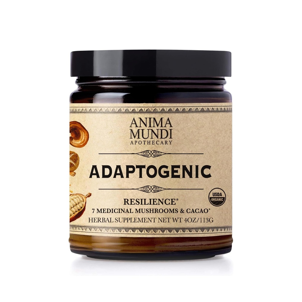 Anima Mundi Supplément de champignons organiques apothécaires - Champignons adaptogènes + Cacao - Poudre d'uplifting avec la Mane, Shiitake, Chaga & Plus - Ajouter au café, thé et smoothies (4oz / 113g)