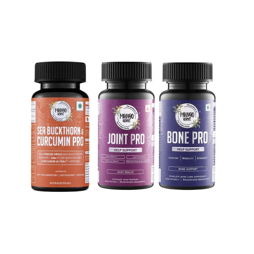 Bone & Joint Ultimate Stack | Bone Pro + Joint Pro + Sea Buckthorn & Curcumin Pro | Bone & Joint Support with Calcium, Magnesium, Vitamin D, K2, Omega 3-6-7-9 & Curcumin | Mobility, Flexibility, Cartilage, Recovery, Immunity & Healthy Aging Support