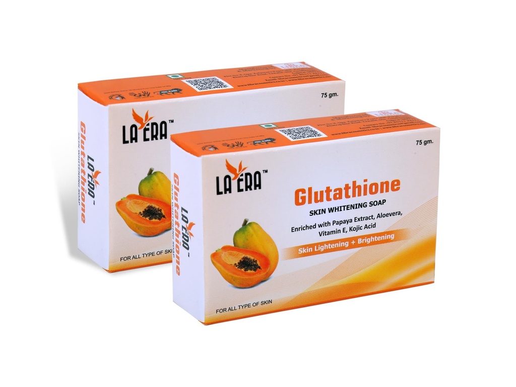 LA ERA Glutathione Papaya Skin Lightening, Brightening & Whitening Soap Enriched with Papaya Extract, Vitamin E and Kojic acid; Dark Spot And Dead Skin Cell Removal For All Skin- Pack of 2 (150 g)