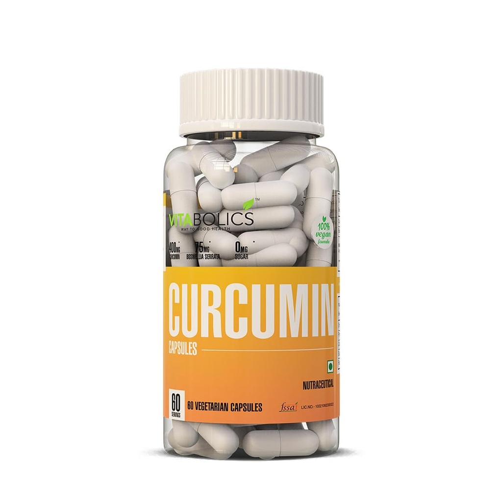 VitaBolics Curcumin Capsules – 500mg Turmeric Extract with Piperine | Natural Anti-Inflammatory, Joint & Immunity Support | Herbal Antioxidant Supplement | 60 Vegetarian Capsules
