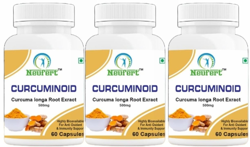 CURCUMINOID (Purified Turmeric Root Extract 500mg) Capsules (pack of 3)
