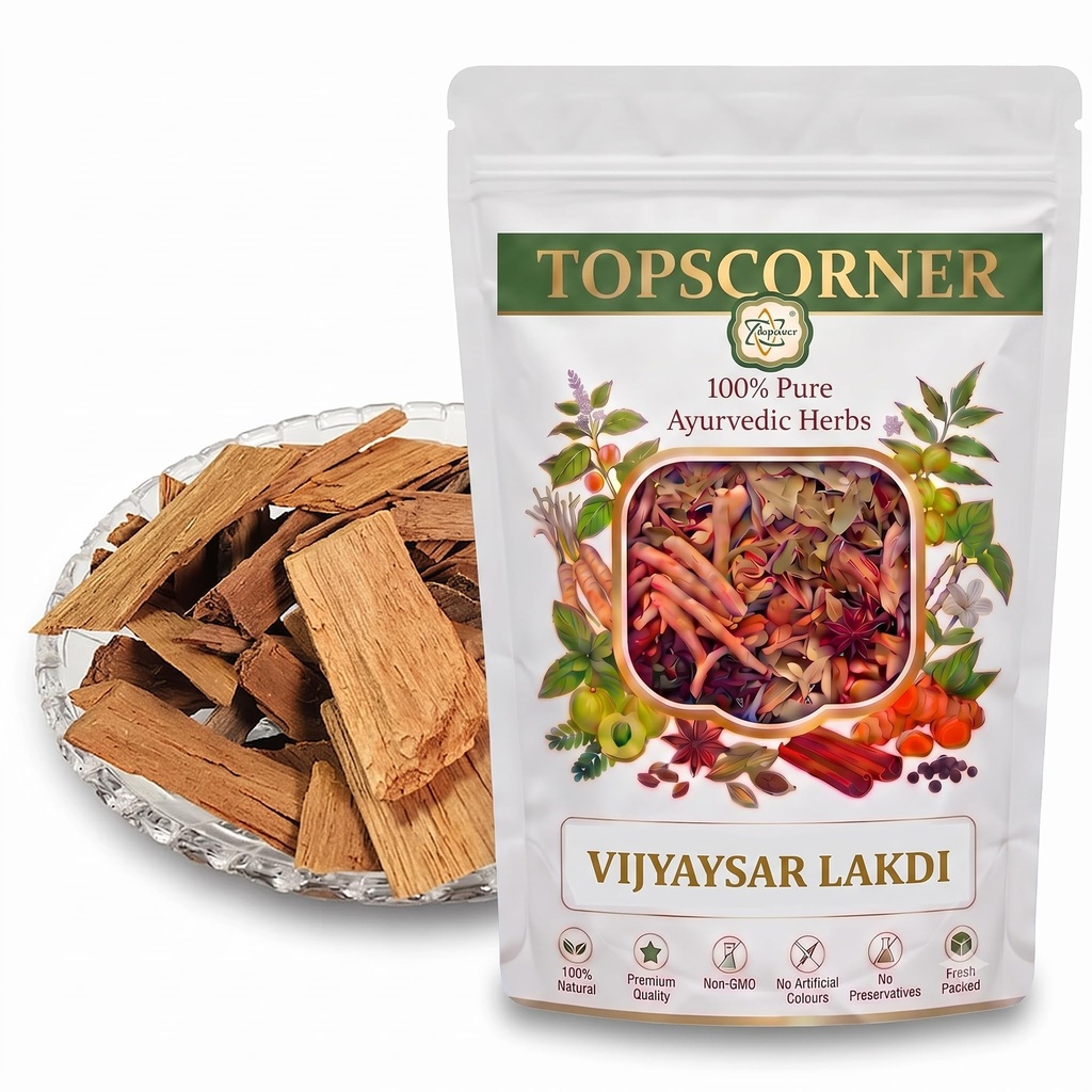 TOPSCORNER Vijaysar Wood Chips (100g) - 100% Natural Pterocarpus Marsupium for Blood Sugar Support & Weight Management - Pure Ayurvedic Herb for Herbal Water