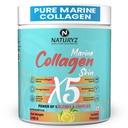NATURYZ Marine Collagen Skin X5 for Women & Men | Premium Collagen Peptides | Power of 5 Blends | Hyaluronic acid, Biotin & Vitamin E | Supports Skin Radiance, Healthy Hair, Nails, Bone & Joints – 240g(Lemon Flavour)