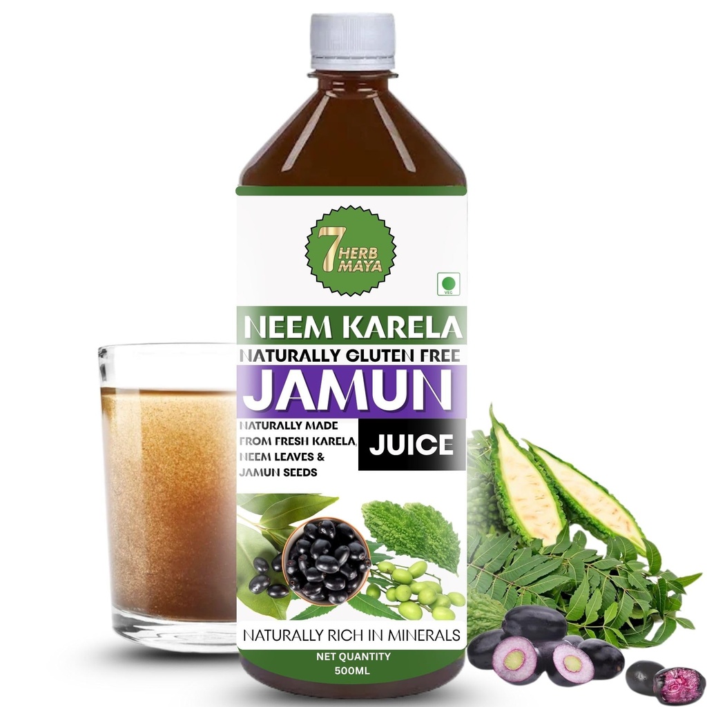Neem Karela Jamun Juice | Herbal Juice for Daily Wellness | Cold-Pressed & Raw | With No Added Sugar | Natural Digestion Support (500 Ml)
