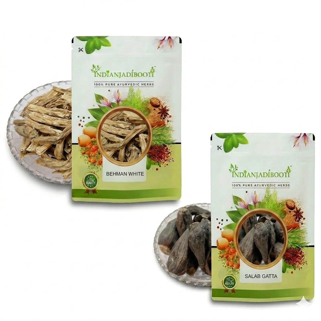 IndianJadiBooti Elite Reproductive Vitality Bundle: Salab Gatta & Behman Safed – For Peak Physical Stamina, Hormonal Support & Systemic Rejuvenation – 100gm Each