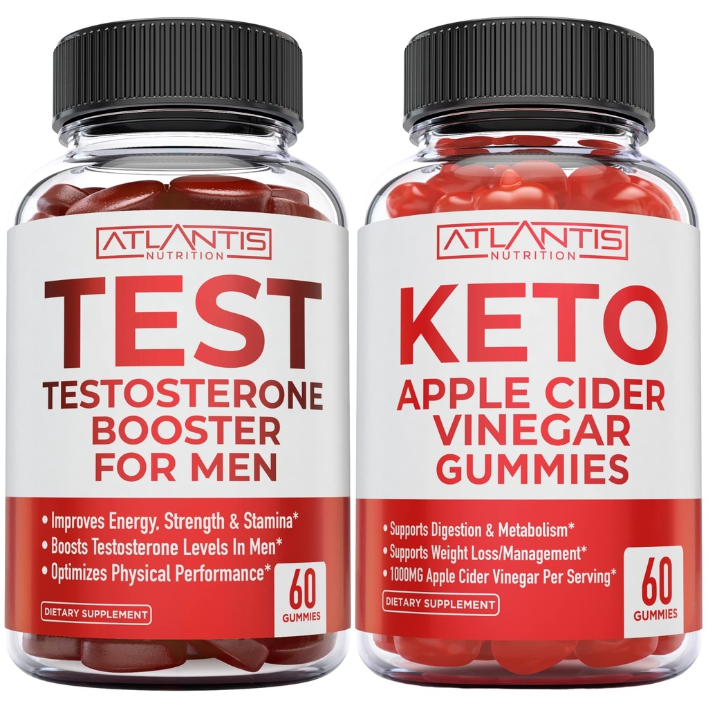 Atlantis Nutrition Testosteron Booster 60 Gummis + Keto Apple Cider Essig 60 Gummis