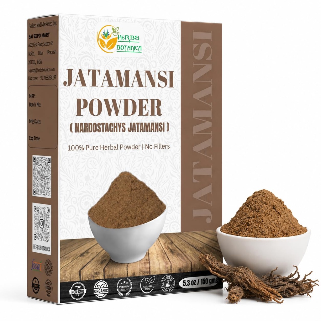 Herbs Botanica Jatamansi Root Powder Natural (Nardostachys Jatamansi), Natural Spikenard for Hair Growth, Stress Relief & Ayurvedic Formulations, 5.3 oz / 150 gm
