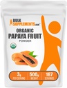 BulkSupplements.com Polvere di frutta di papaya organica - polvere di aromatizzazione, Fonte da Carica Papaya Fruit - Gluten Free, 3g per porzione, 500g (1.1 lbs) (Pack of 1)