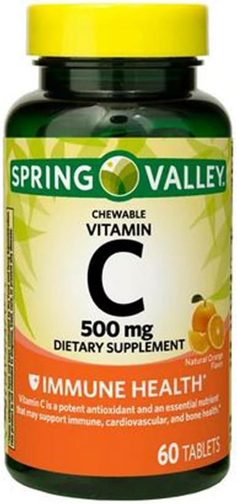 Vitamin C Immungesundheit Nahrungsergänzungsmittel Kautabletten, Orange, 500 mg, 60 Graf