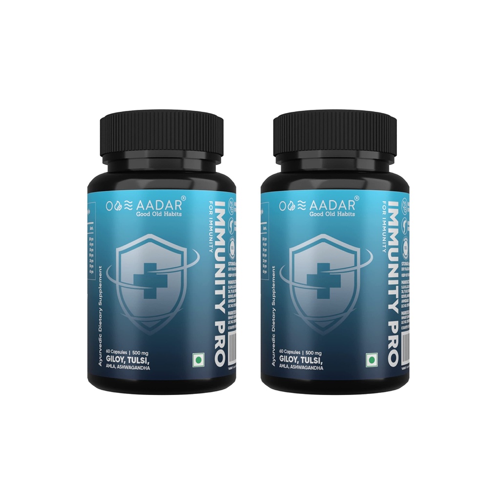 AADAR Immunity Pro Capsule Ayurvedic Immunity boosters for Adults Support Natural Immunity & Energy Giloy, Amla, Ashwagandha 60 Capsules (Pack of 2)