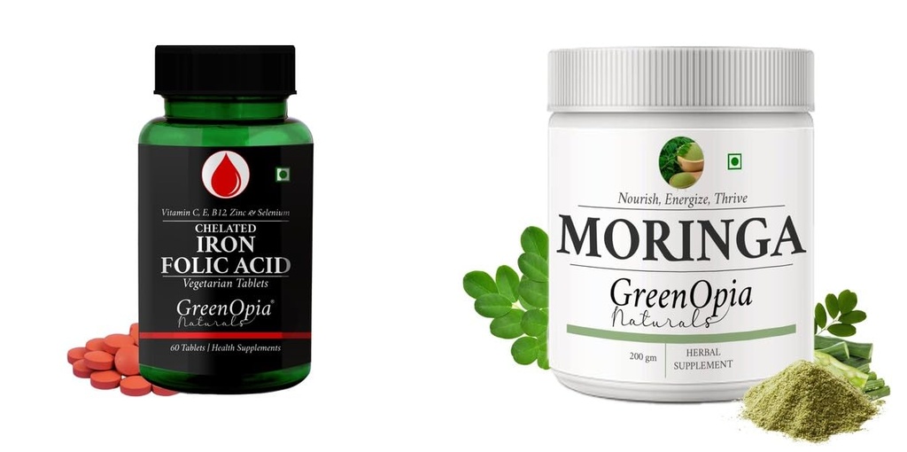 Iron Folic Acid Tablets Moringa Oleifera Powder Wellness Daily Vitality |60 CAPSULES