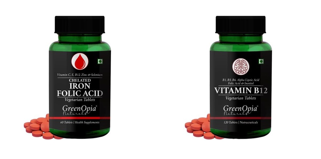 Iron Folic Acid Tablets Vitamin B12 Wellness Daily Vitality |60 CAPSULES