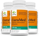 Terry Natürlich CuraMed 375mg - Antioxidans Ergänzung für Gehirn & Immun-Gesundheit Unterstützung - Nahrungsergänzung mit Curcumin & Turmeric Essential Oil - Kräuter Leberunterstützung - 120 Softgels (Pack von 3)