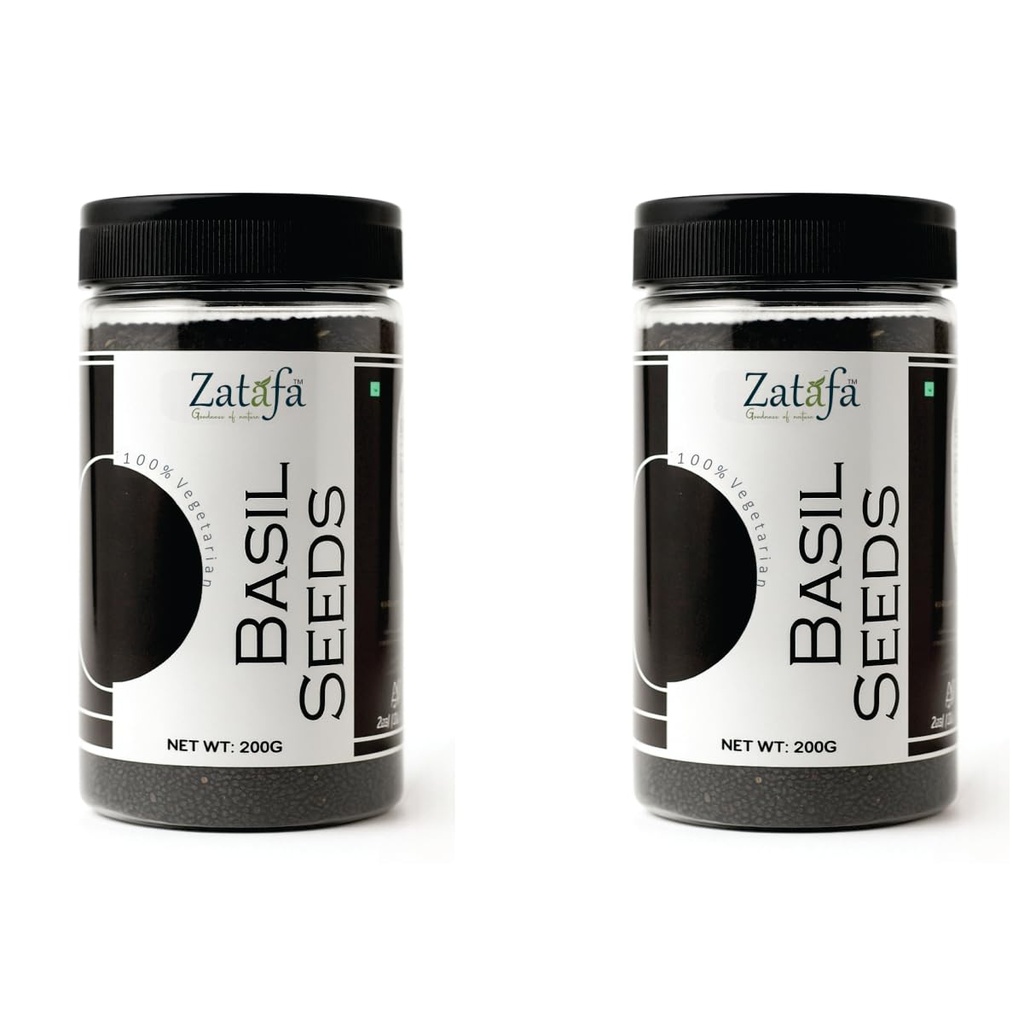 ZATAFA Basil Seeds Sabja | Natural Raw Detox Seeds | Ideal for Falooda Weight Management Drinks | Cooling Superfood for Summer Recipes Smoothies and Refreshing Beverages - 400 Gm