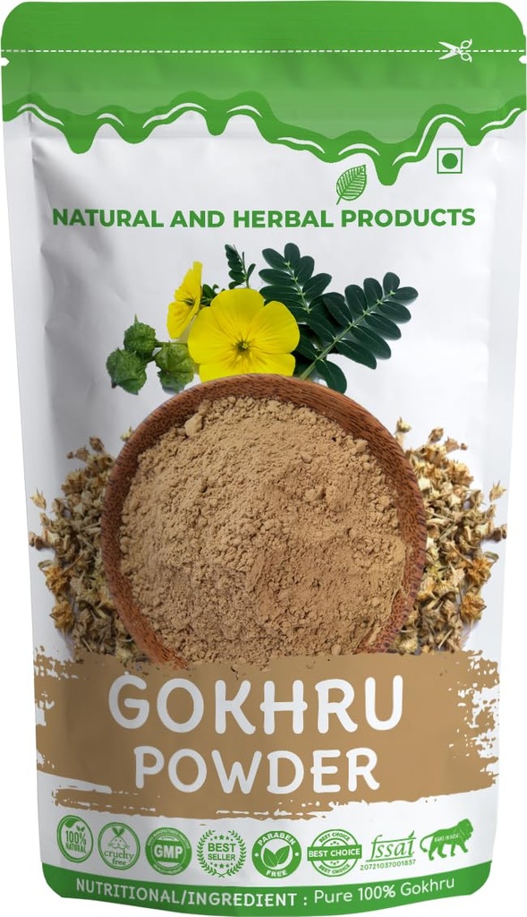 Gokhru Powder 100 grams, Pack of 1| Gokshura | Tribulus terrestris | Gokharu| caltrops | Diabetes | Eating | Drinking | No Added Preservative or Additives | Organic Palleru/Nerunjil Powder