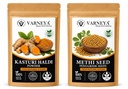 Naturals Organic Kasturi Haldi (Wild Turmeric) Powder 100g + Methi Seed Powder 100g Combo | 100% Pure Natural Ayurvedic Herbal Powders | Chemical-Free | For Face Pack, Hair Care & Skin Care | No Preservatives (Pack OF 3)