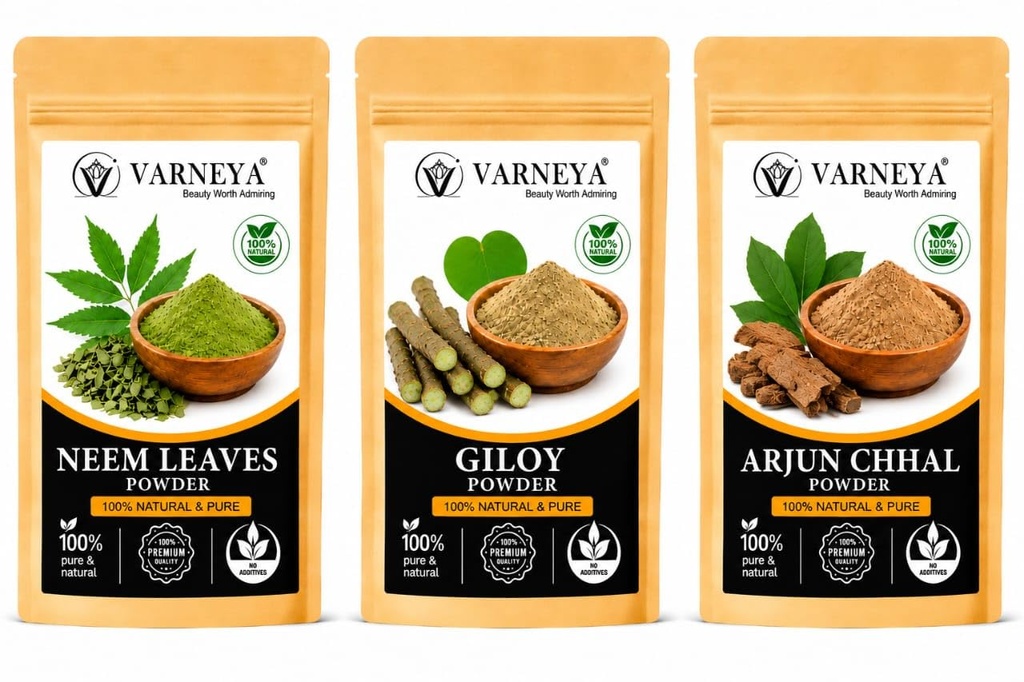 Giloy Neem Arjun Chhal Combo | 100% Natural Dried Herbs | Ideal for Kadha, Herbal Tea & Traditional Wellness