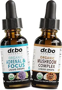 Support adrénal et gouttes liquides de champignons - Supplément bio adrénal et focus, Cortisol Support - Complexe de champignons Champignons Lion, Reishi Turquie Tail Extract Shiitake Agaricus Maitake