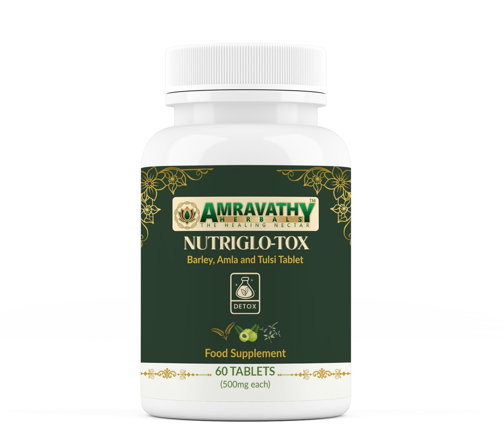 Nutriglo-Tox Tablets | Barley, Amla, Tulsi & Spirulina Blend | Natural Plant-Based Food Supplement | Daily Wellness & Inner Balance Support | 60 Tablets (500 mg Each)