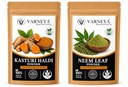 Naturals Organic Kasturi Haldi (Wild Turmeric) Powder 100g + Neem Leaves Powder 100g Combo | 100% Pure Natural Ayurvedic Herbal Powders | Chemical-Free | For Face Pack, Hair Care & Skin Care | No Preservatives (Pack OF 4)