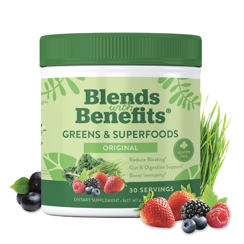 360 Nutrition Super Greens Poudre avec probiotiques et enzymes digestives, sans sucre et sans gluten, superaliments à base de plantes pour la santé Gut, immunité - 6,35 oz