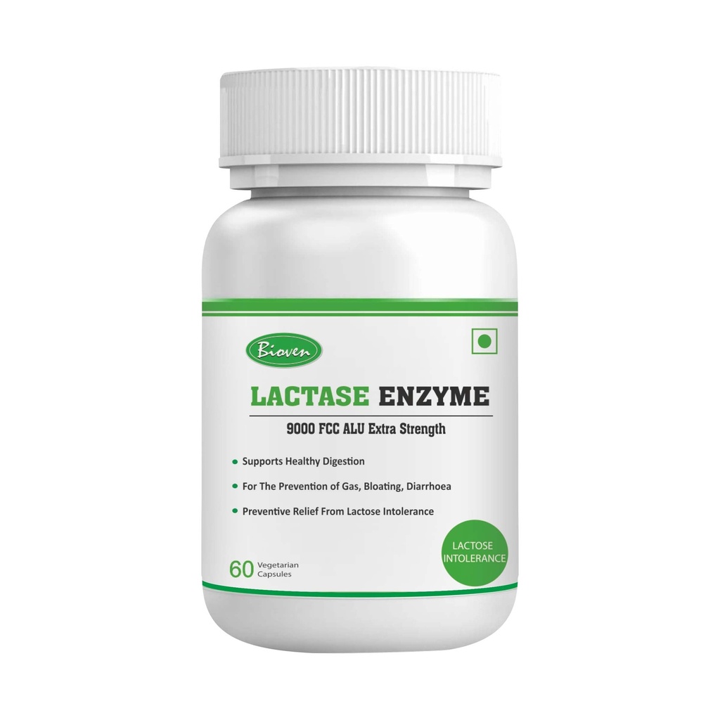 Lactase Enzyme 60 Vegetarian Capsules-9000 FCC ALU | Supports Lactose Digestion | Dairy Relief Supplement | Fast-Acting, Non-GMO, Gluten-Free |
