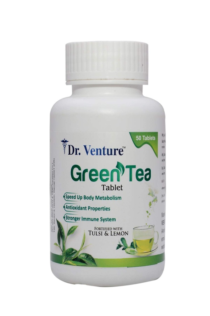 Green Tea Tablet with Tulsi & Lemon for Weight Loss & have Anti- Oxidant Properties- 2000 mg (Pack of 50 Tablets)
