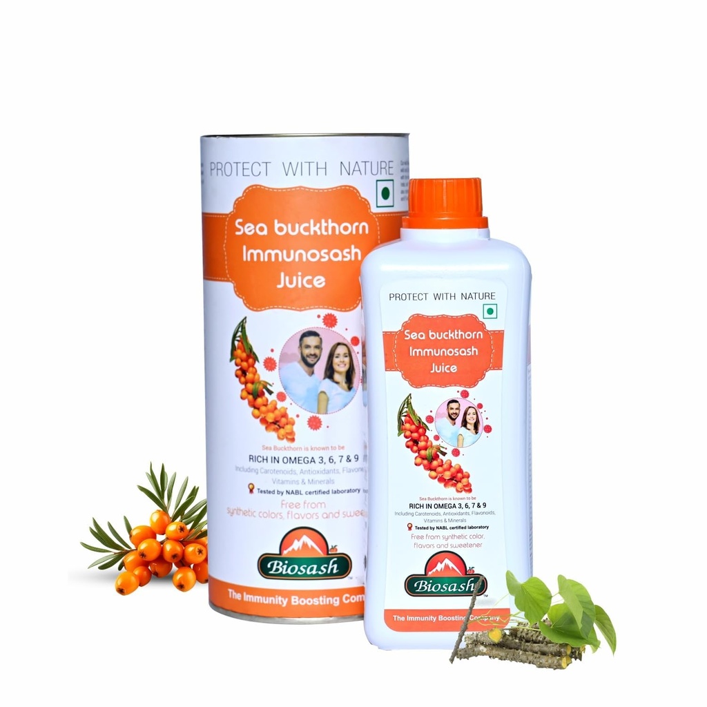 Biosash Sea Buckthorn Immunosash Juice 250ml | From Certified Organic Berries, Cold-Pressed | Rich in Omega 3 6 9, Vitamin & Antioxidant | Herbal extracts for Immunity, Wellness & Vitality | 50 Serves