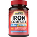 Iron Supplement for Women & Men, with Vitamins C, B6, B12 & Folate for Iron Deficiency, Blood Building & Energy Support, Stomach Friendly, Better Absorption, Non-GMO,No Gluten,120 Vegan Caps
