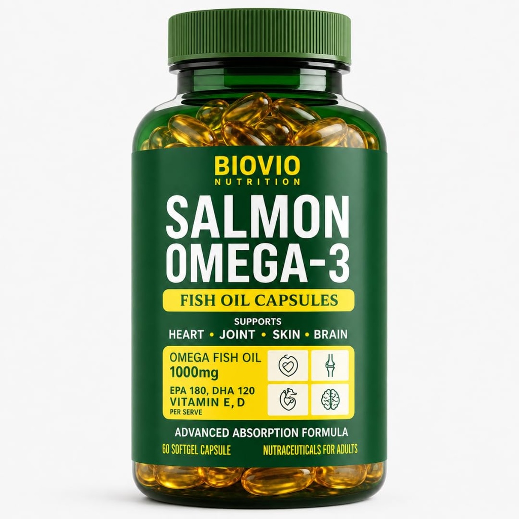 BIOVIO Salmon Omega 3 Fish Oil Capsules 1000mg For Men & Women