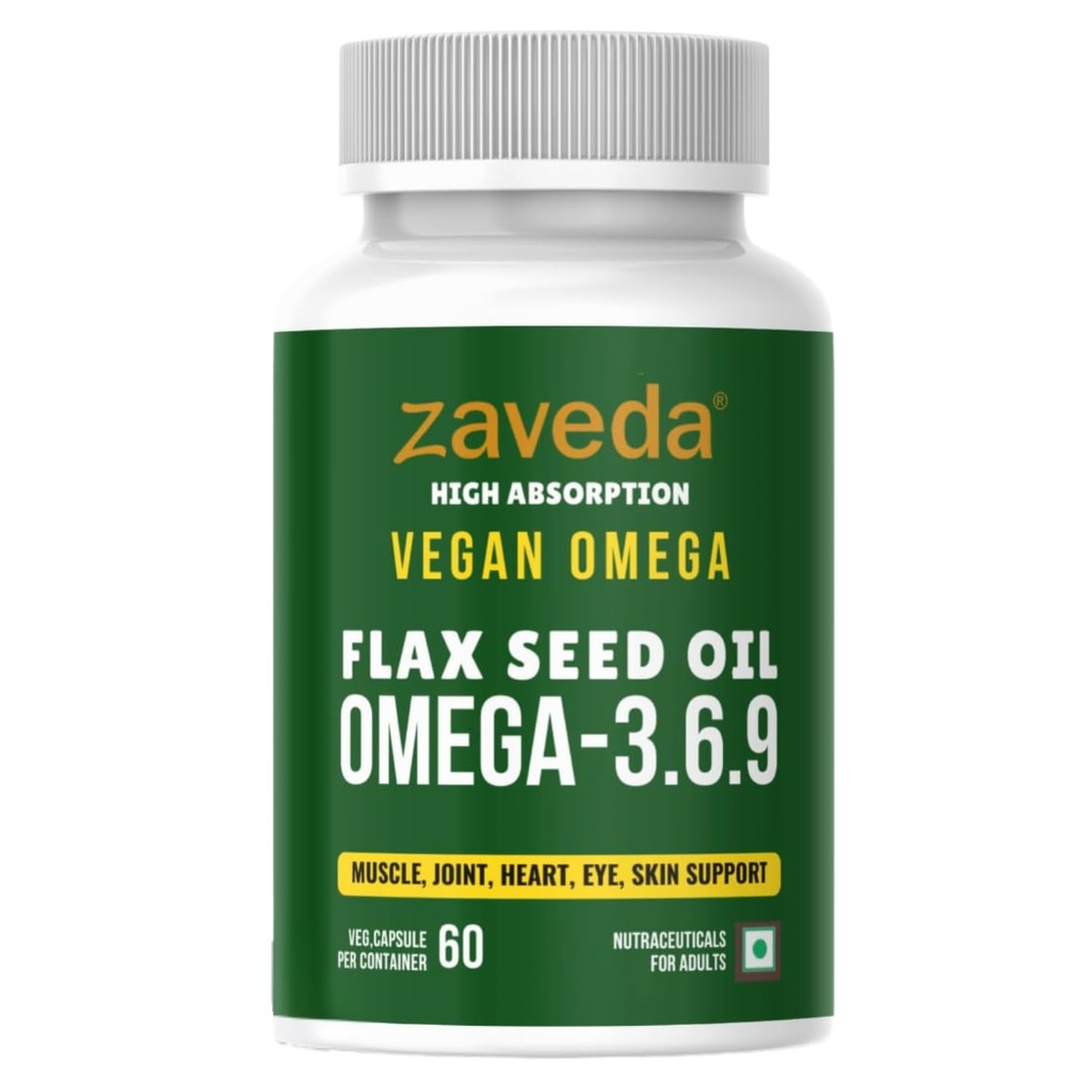 Vegan Omega 3.6.9 Flax Seed Oil Capsules, 1000 mg, 60 Capsules