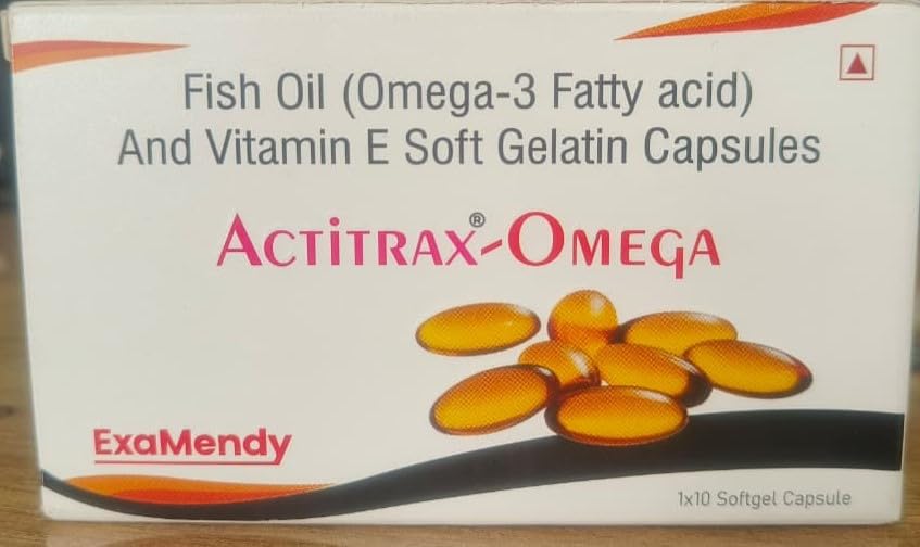 Omega Fish Oil with Vitamin E Soft Gelatin Capsules, Omega-3 Fatty Acid, 1x10 Softgel Capsules