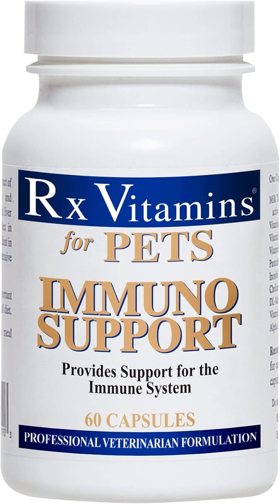Rx Vitamines pour animaux de compagnie Immuno Support pour chiens et chats - Système immunitaire Support - Aide Fonction cérébrale Bones Muscles Stress & Aging - 60 Capsules