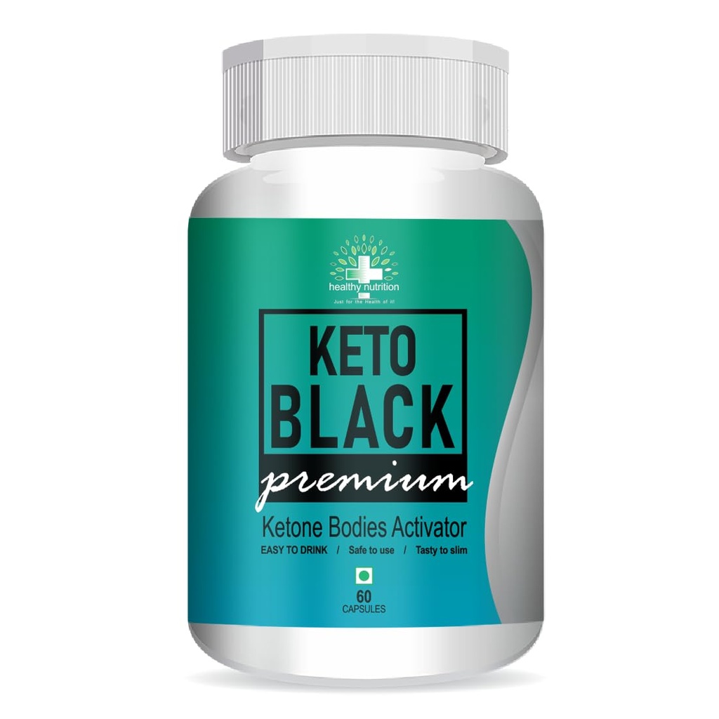 Healthy Nutrition - Just for the Health of it Keto Black, Ketone Bodies Activator, Supports Weight Management for Unisex with Garcinia Cambogia, Green Tea & Coffee Extract Veg 60 Capsules -Pack of 1