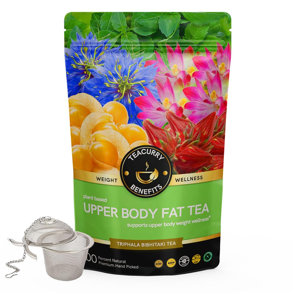 TEACURRY Upper Body Fat Burn Tea (1 Month Pack | 100 Grams + Infuser) - Helps lose weight fast of Chest, Shoulders, Neck and Arms Fat