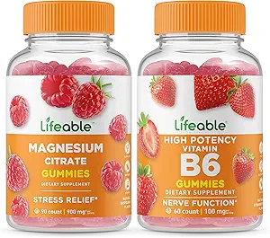 Lebensfähiges Magnesium + Vitamin B6, Gummie Bundle - Große Verkostung, Vitamin-Ergänzung, Glutenfrei, GVOfrei, Kaugummi
