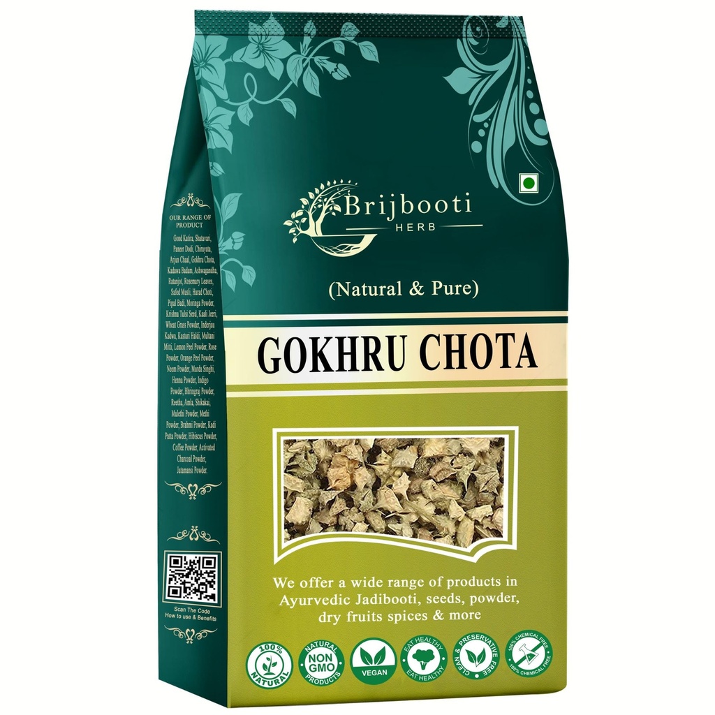 Brijbooti Gokhru Chota 200 gram - Tribulus Terrestris Seeds - Small Caltrops - Pure & Natural