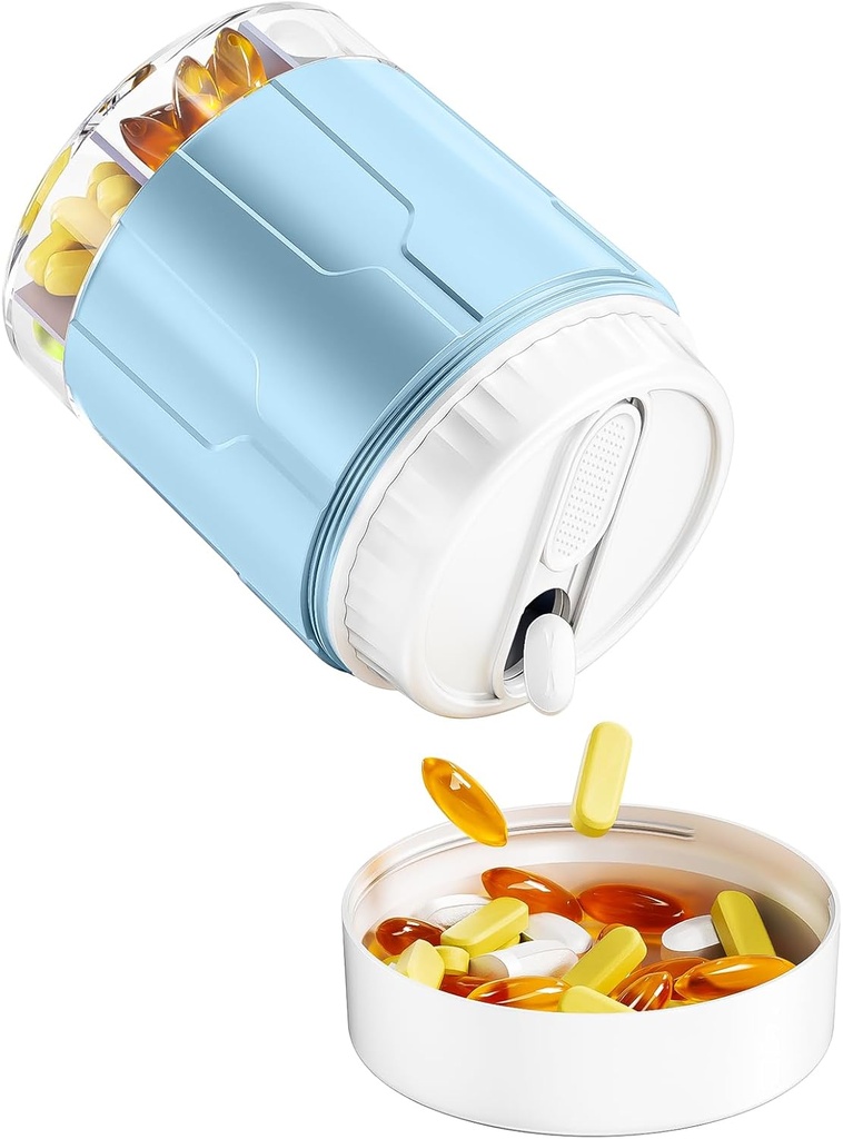 Odaro Extra Large Pill Organizer, Travel Pill Box Organizer, Daily Medicine Organizer et le stockage 7 Compartiment pour tenir la médecine, la vitamine et le supplément - Bleu