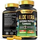 Aloe Vera Capsules Supplemento - Formula 8in1 - Combina con Turmeric, Pepe Cayenne, Marshmallow, Fennel, Gotu Kola, Ginger e Pepe Nero - 90 Capsule per 3 Mesi di Alimentazione