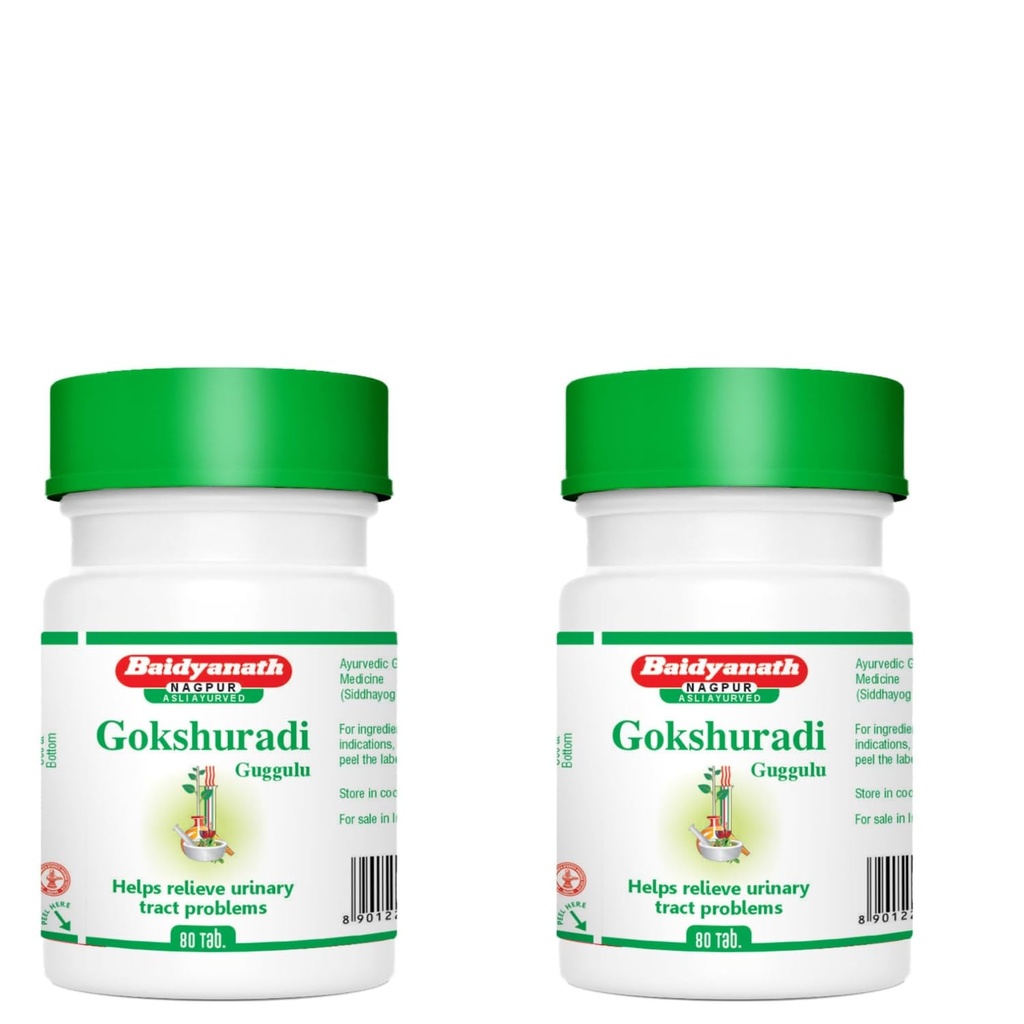 Baidyanath Asli Ayurved Gokshuradi Guggulu 80 tabs - For retention and painful micturition (Pack of 2)