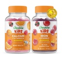 Calcium vivace avec Vitamine D Enfants + Fer et Vitamine C Enfants, Gommies Bundle - Grande dégustation, supplément de vitamine, sans gluten, sans OGM, Gummy à croquer